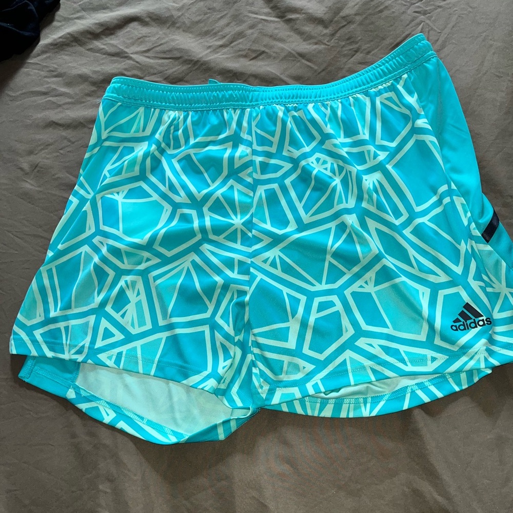 Adidas Women's Turquoise Geometric Athletic Shorts